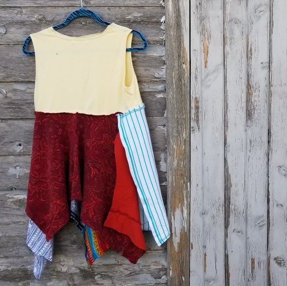 Dragonfly Boho Upcycled Tank Summer Tunic dress - Picture 2 of 7
